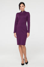 Load image into Gallery viewer, Purple long sleeve high neck jersey dress
