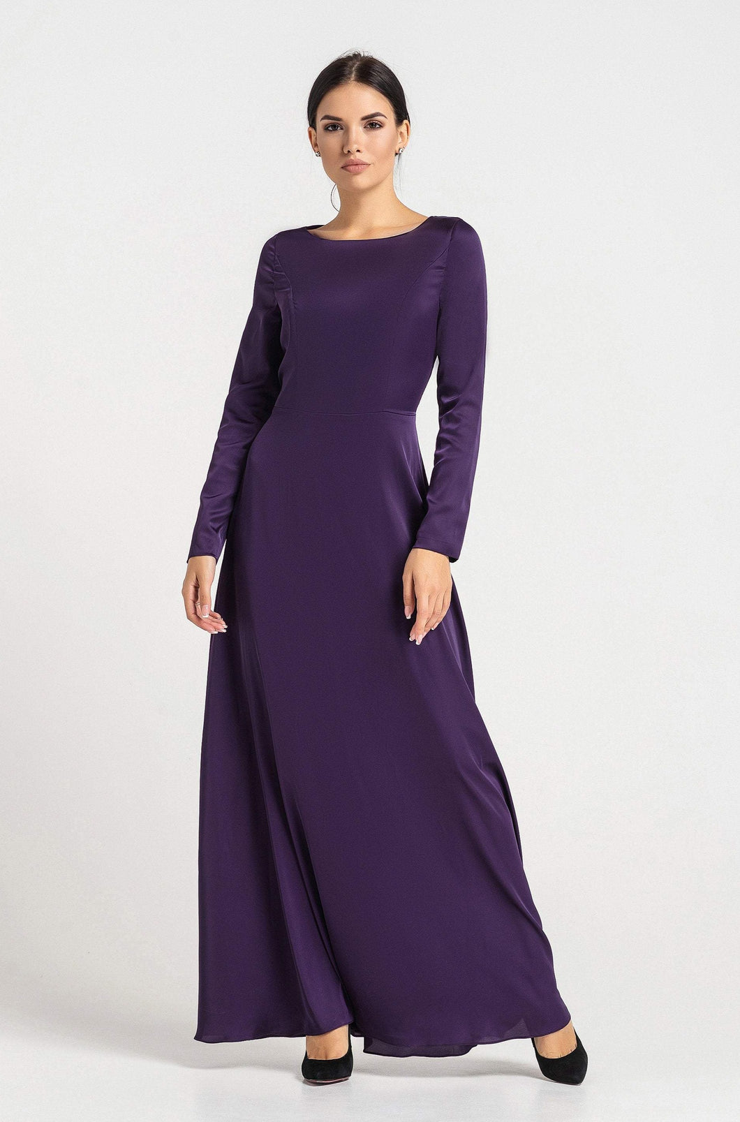 Purple maxi long sleeve dress
