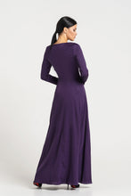 Load image into Gallery viewer, Purple maxi long sleeve dress
