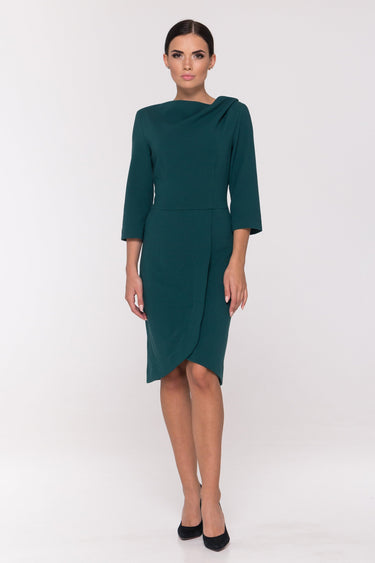 green dress cowl neck Green Silk Cowl Neck Midi Dress