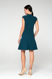 Dark green asymmetrical high neck dress