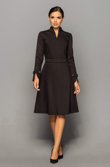 Black high neck a-line midi dress women | www.tavrovska.com TAVROVSKA Black high neck a-line midi dress women | www.tavrovska.com TAVROVSKA