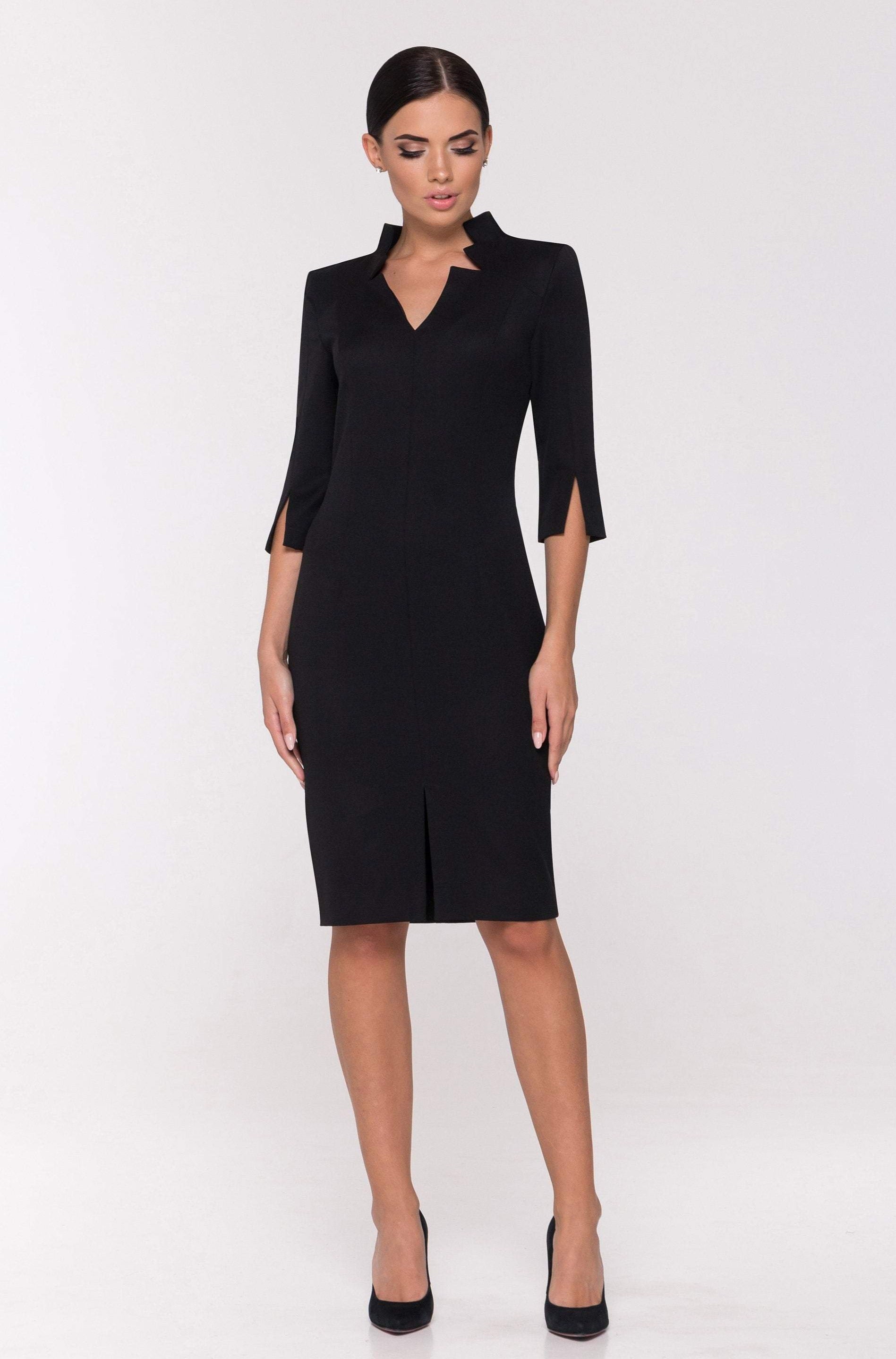 black pencil dress midi High Neck – Fitted Silhouette, Elegant Wear – TAVROVSKA Sophisticated roll neck design Color:Black Foil Seasoft Rib Midi Tank under-500