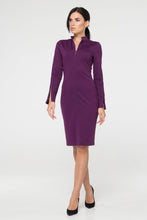 Load image into Gallery viewer, Purple long sleeve high neck jersey dress
