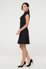 Black asymmetrical high neck dress