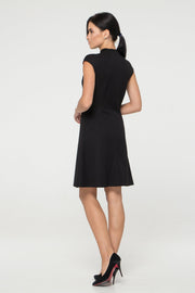 Black asymmetrical high neck dress