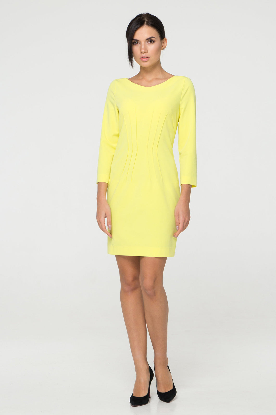 Yellow Inverted Dart Sheath Dress