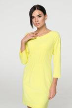 Load image into Gallery viewer, Yellow Inverted Dart Sheath Dress
