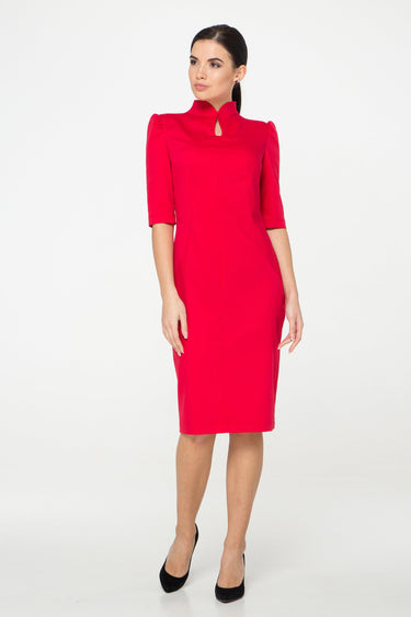 modern mandarin collar dress Modern Qipao Dress with Keyhole Mandarin Neck 14 US / 48 EU