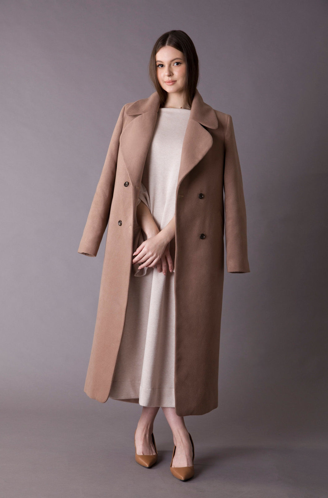 Brown full length winter coat