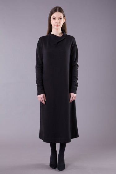 Black Maxi Sweater Dress  Oversized Silhouette, Boat Neckline 2 / 36 EU / Black