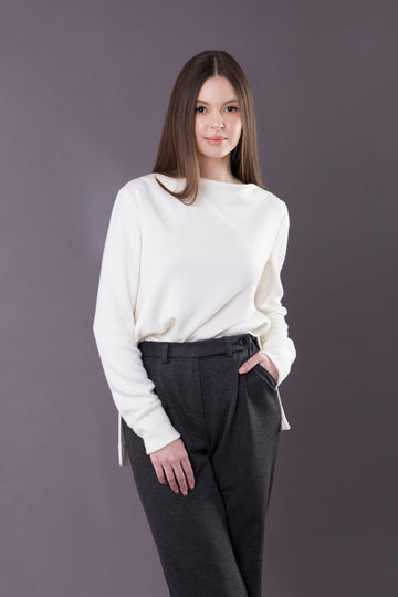 White oversized sweater with scarf